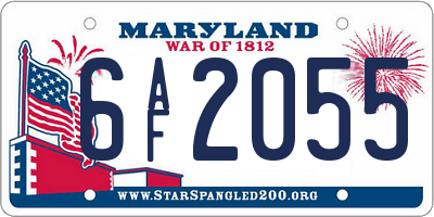 MD license plate 6AF2055