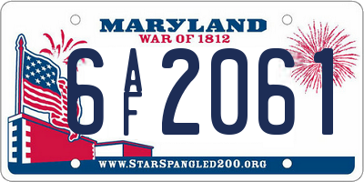 MD license plate 6AF2061