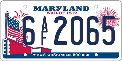 MD license plate 6AF2065