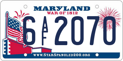 MD license plate 6AF2070