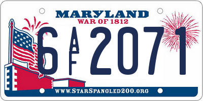 MD license plate 6AF2071