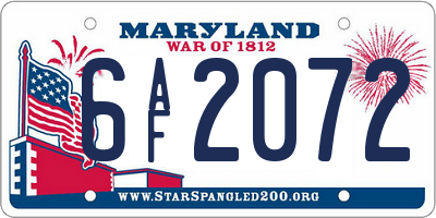 MD license plate 6AF2072