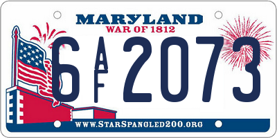 MD license plate 6AF2073