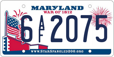 MD license plate 6AF2075