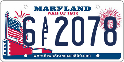 MD license plate 6AF2078
