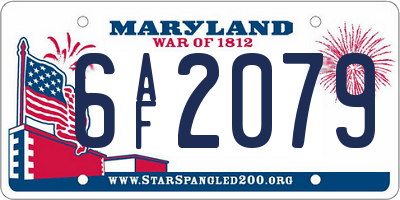 MD license plate 6AF2079