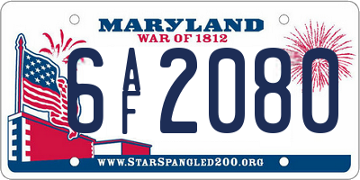 MD license plate 6AF2080