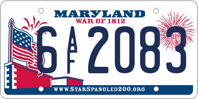 MD license plate 6AF2083