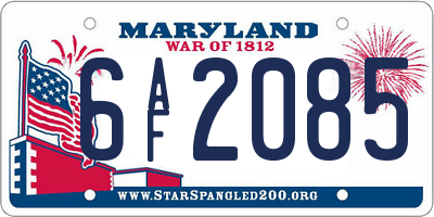 MD license plate 6AF2085