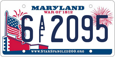 MD license plate 6AF2095