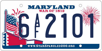 MD license plate 6AF2101