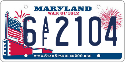 MD license plate 6AF2104