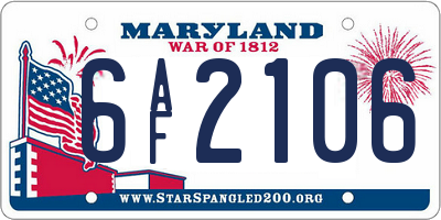 MD license plate 6AF2106