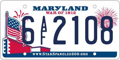 MD license plate 6AF2108