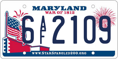 MD license plate 6AF2109