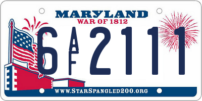 MD license plate 6AF2111