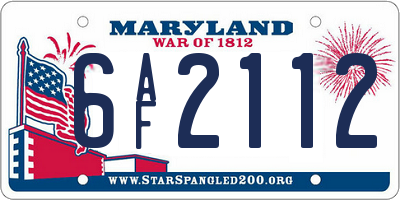 MD license plate 6AF2112