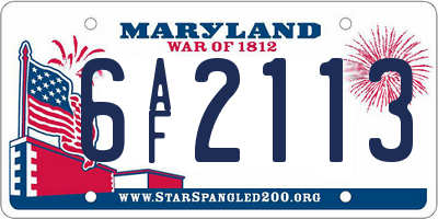 MD license plate 6AF2113
