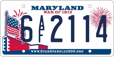 MD license plate 6AF2114