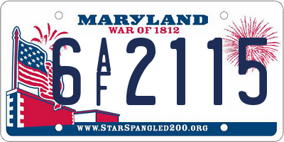MD license plate 6AF2115