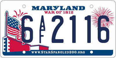 MD license plate 6AF2116