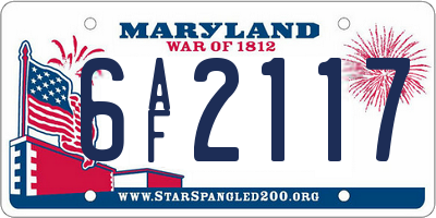 MD license plate 6AF2117