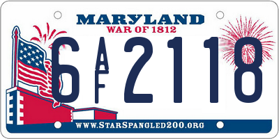 MD license plate 6AF2118