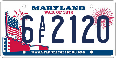 MD license plate 6AF2120