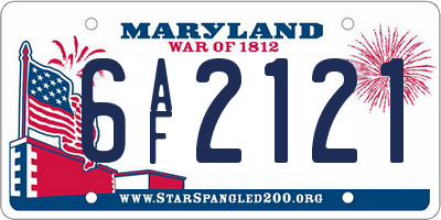 MD license plate 6AF2121