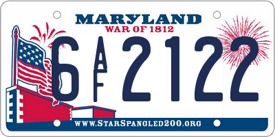 MD license plate 6AF2122