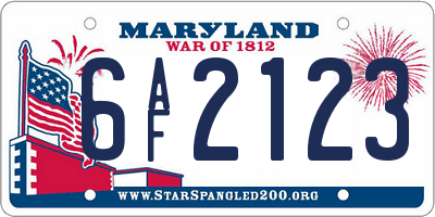 MD license plate 6AF2123