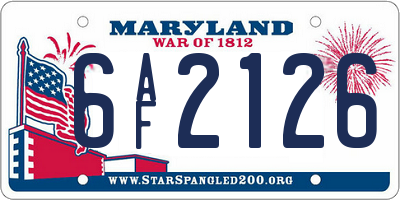 MD license plate 6AF2126