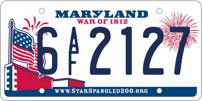MD license plate 6AF2127