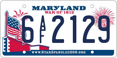 MD license plate 6AF2129