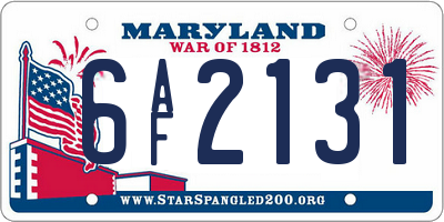 MD license plate 6AF2131