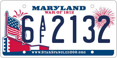 MD license plate 6AF2132