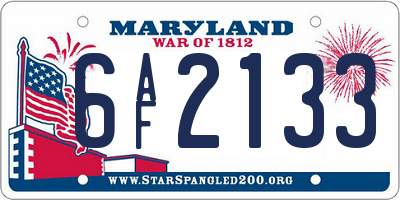 MD license plate 6AF2133