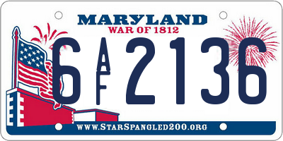 MD license plate 6AF2136