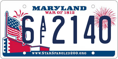 MD license plate 6AF2140