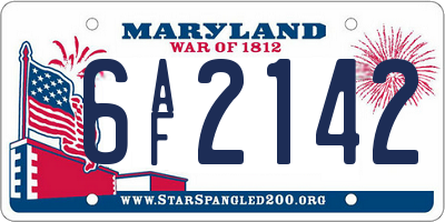 MD license plate 6AF2142