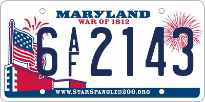 MD license plate 6AF2143