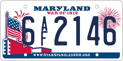 MD license plate 6AF2146
