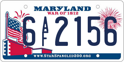 MD license plate 6AF2156
