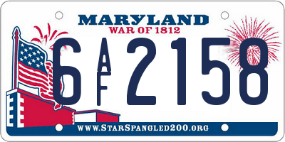 MD license plate 6AF2158