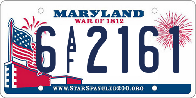 MD license plate 6AF2161