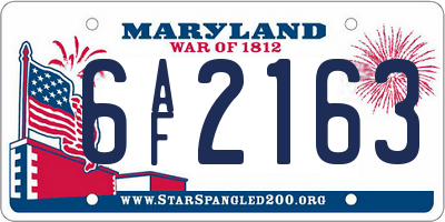 MD license plate 6AF2163