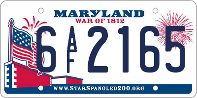 MD license plate 6AF2165