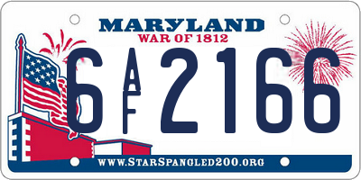 MD license plate 6AF2166