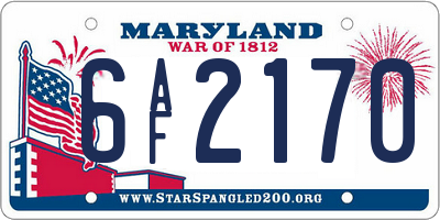 MD license plate 6AF2170
