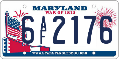 MD license plate 6AF2176